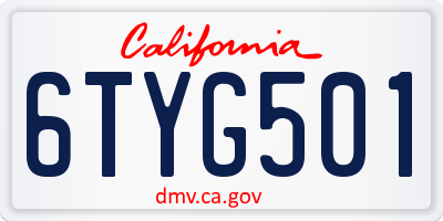 CA license plate 6TYG501