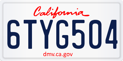 CA license plate 6TYG504