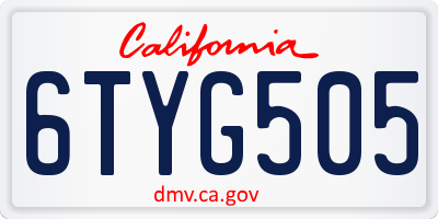 CA license plate 6TYG505