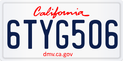 CA license plate 6TYG506