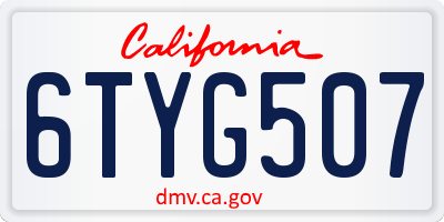 CA license plate 6TYG507