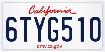 CA license plate 6TYG510