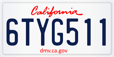 CA license plate 6TYG511