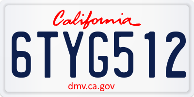 CA license plate 6TYG512