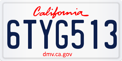 CA license plate 6TYG513