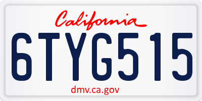 CA license plate 6TYG515
