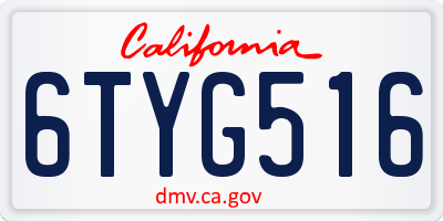 CA license plate 6TYG516
