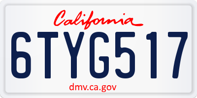 CA license plate 6TYG517