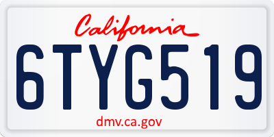 CA license plate 6TYG519