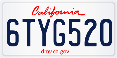 CA license plate 6TYG520