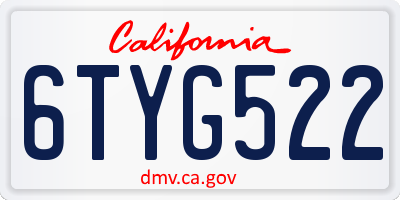 CA license plate 6TYG522