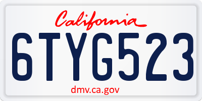 CA license plate 6TYG523