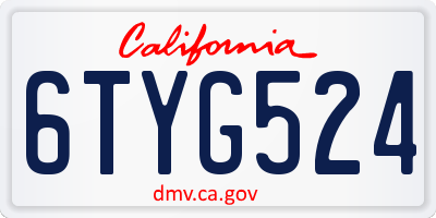 CA license plate 6TYG524