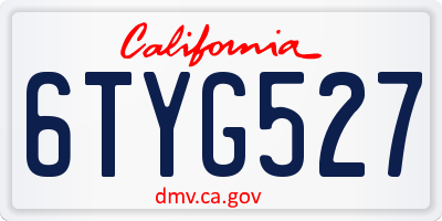 CA license plate 6TYG527