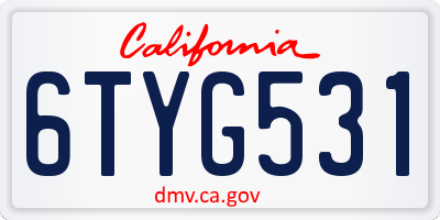 CA license plate 6TYG531