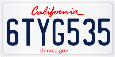 CA license plate 6TYG535