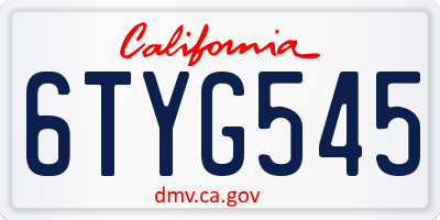CA license plate 6TYG545