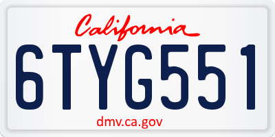 CA license plate 6TYG551