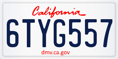 CA license plate 6TYG557