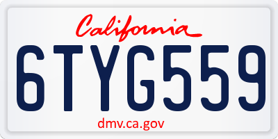 CA license plate 6TYG559