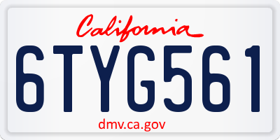 CA license plate 6TYG561