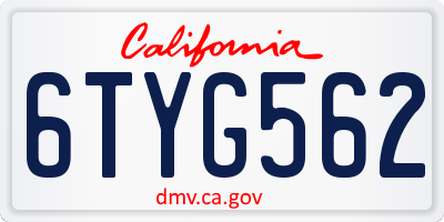 CA license plate 6TYG562