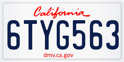 CA license plate 6TYG563