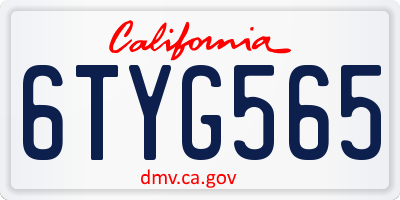 CA license plate 6TYG565