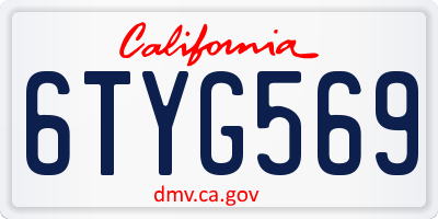 CA license plate 6TYG569