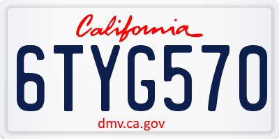 CA license plate 6TYG570