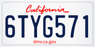 CA license plate 6TYG571