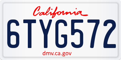 CA license plate 6TYG572