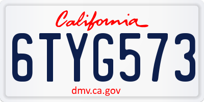 CA license plate 6TYG573