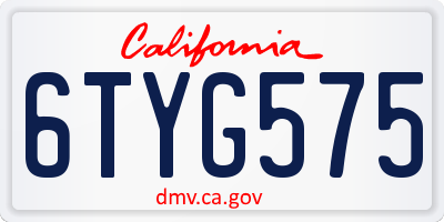 CA license plate 6TYG575