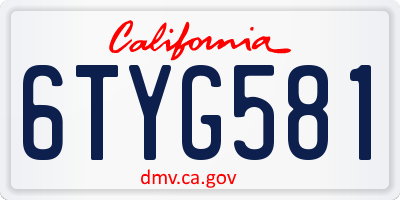 CA license plate 6TYG581