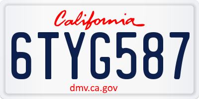 CA license plate 6TYG587