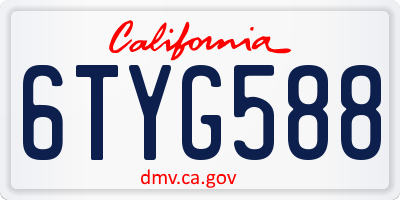 CA license plate 6TYG588
