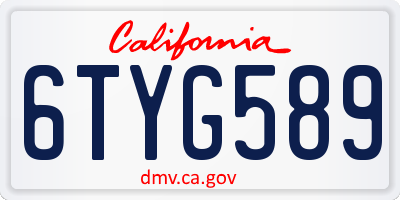CA license plate 6TYG589