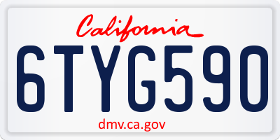 CA license plate 6TYG590