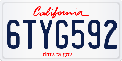 CA license plate 6TYG592