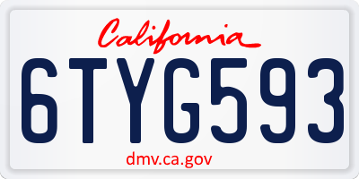 CA license plate 6TYG593