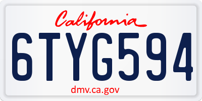 CA license plate 6TYG594