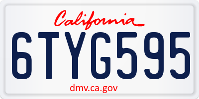CA license plate 6TYG595