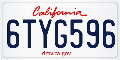 CA license plate 6TYG596