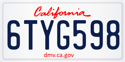 CA license plate 6TYG598