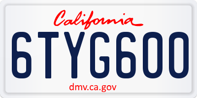 CA license plate 6TYG600