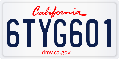 CA license plate 6TYG601