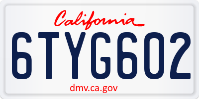CA license plate 6TYG602