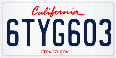 CA license plate 6TYG603