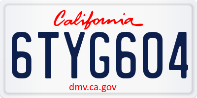 CA license plate 6TYG604